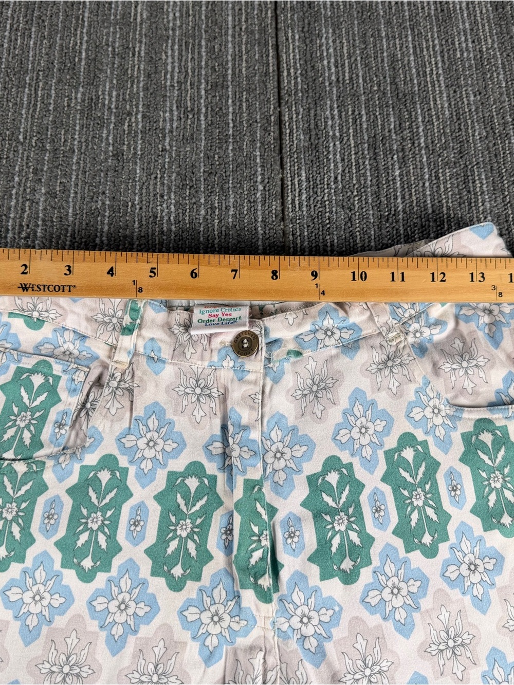 Gretchen Scott Designs Green & Light Blue Patterned Chinos - Picture 7 of 7